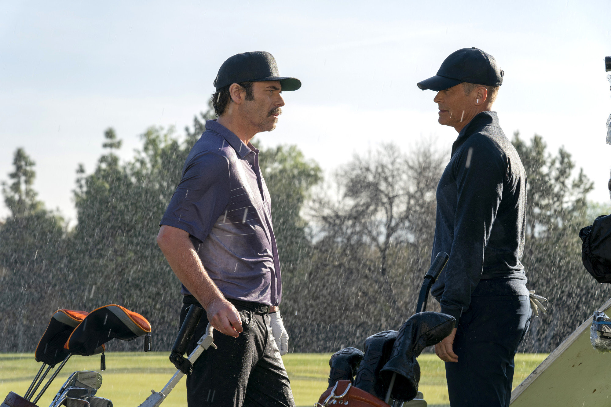 9-1-1: LONE STAR: L-R: Guest star Billy Burke and Rob Lowe in the “Bum Steer” episode of 9-1-1: LONE STAR airing Monday, Feb. 24 (8:00-9:01 PM ET/PT) on FOX. ©2020 Fox Media LLC. CR: Jack Zeman/FOX.