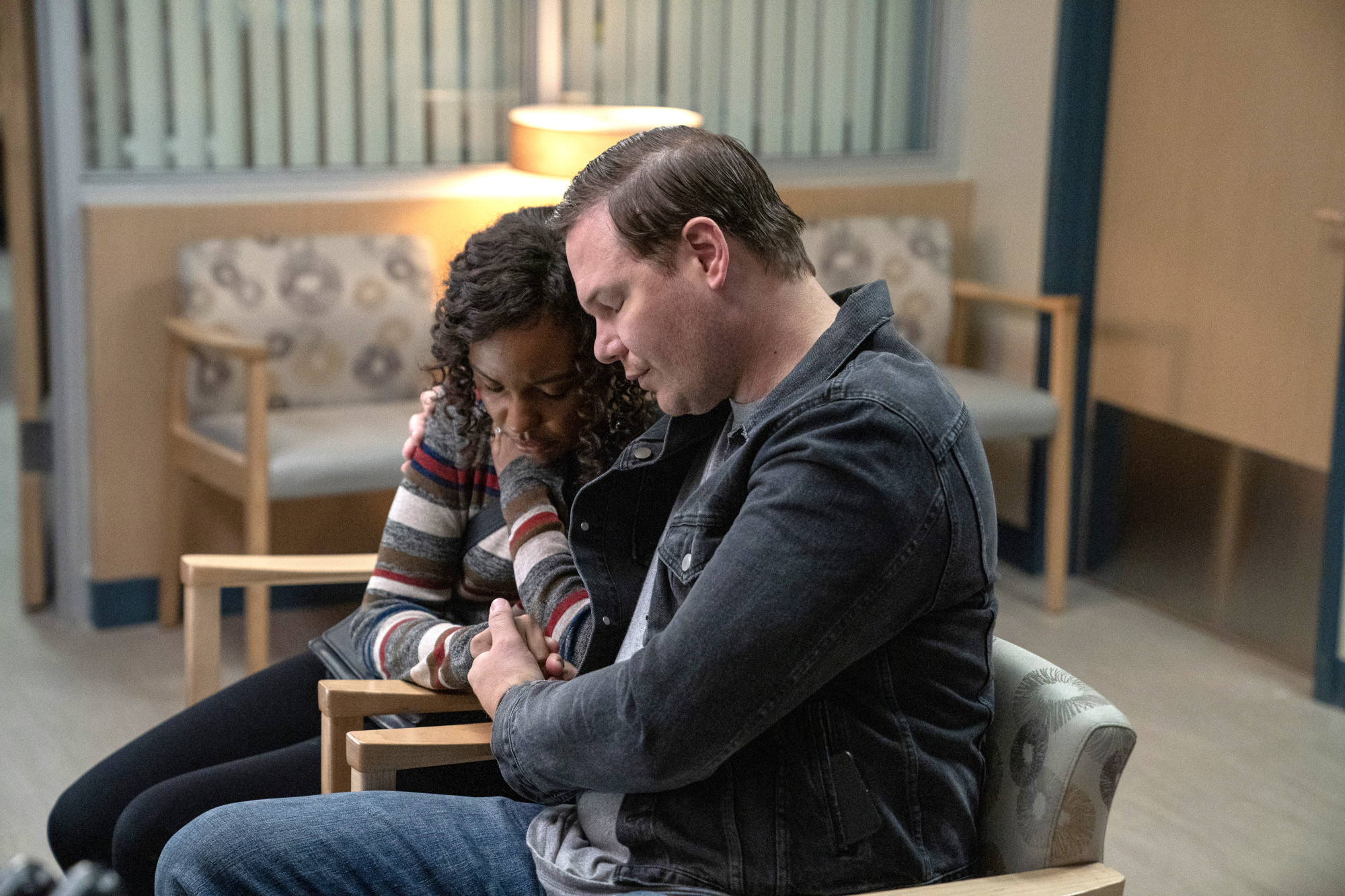 9-1-1: LONE STAR: L-R: Sierra McClain and Jim Parrack in the “Monster Inside” episode of 9-1-1: LONE STAR airing Monday, March 2 (8:00-9:01 PM ET/PT) on FOX. ©2020 Fox Media LLC. CR: Jack Zeman/FOX.