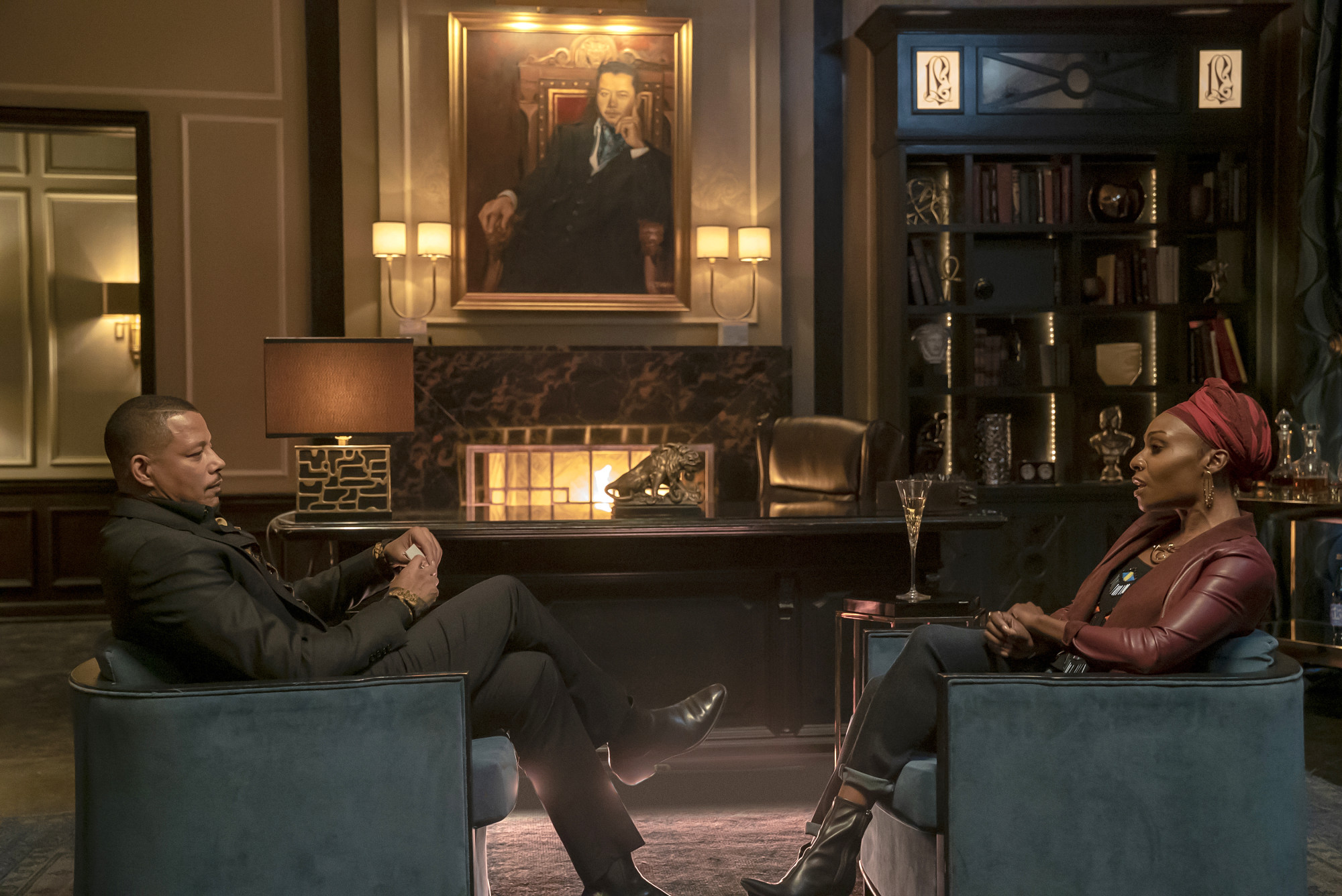 EMPIRE: L-R: Terrence Howard and guest star Lanise Antoine Shelley in the "Talk Less" episode of EMPIRE airing Tuesday, March 10 (9:00-10:00 PM ET/PT) on FOX. ©2019 Fox Media LLC. CR: Chuck Hodes/FOX.