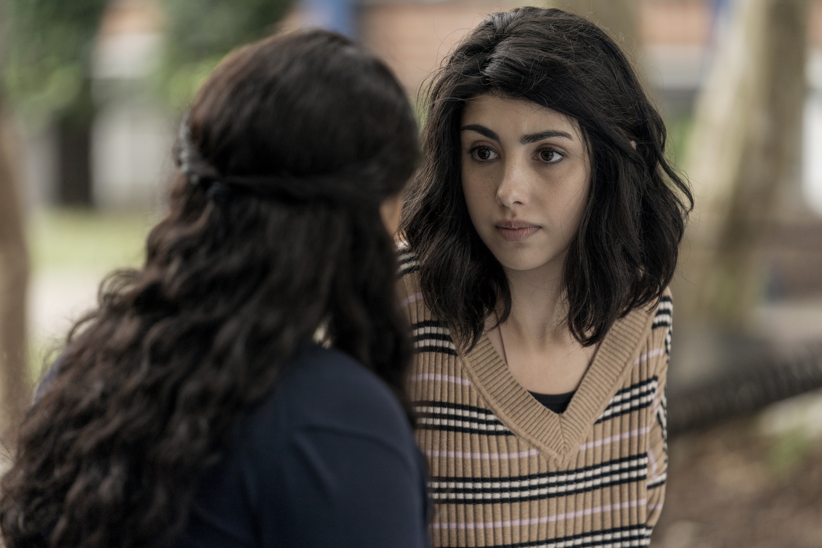 Alexa Mansour as Hope, Aliyah Royale as Iris - The Walking Dead: World Beyond _ Season 1, Episode 1 - Photo Credit: Zach Dilgard/AMC